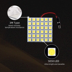White 4-Pack 5050 36SMD LED Panel Dome Light Auto Car Reading Interior Lamp License Plate Light (DC-12V) + T10 BA9S Festoon Adapter