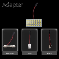 White 4-Pack 5050 32SMD LED Panel Dome Light Auto Car Reading Interior Lamp License Plate Light(DC-12V) + T10 BA9S Festoon Adapter