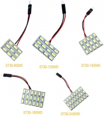 6-Pack Cool White 5730 24SMD Led Panel Dome Light Auto Car Reading Map Light Bulb DC 12V with T10 / BA9S / Festoon Adapters
