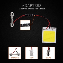 4-Pack White Led Panel Dome Light Lamp, COB 48-SMD Led Interior Car Lights Auto Led Dome Lights Interior with T10 /BA9S/ Festoon Adapters, DC-12V