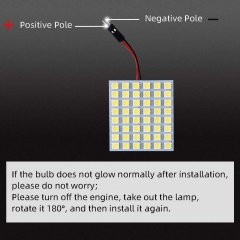 Super White Energy-saving 5050 48-SMD LED Panel Dome Light Auto Car Interior Reading Plate Light Roof Ceiling Interior Wired Lamp+T10 BA9S Festoon Adapter-4pcs