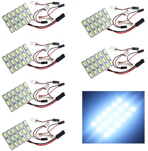 6-Pack Cool White 5730 18SMD Led Panel Dome Light Car Map Light DC 12V with T10 / BA9S / Festoon Adapters