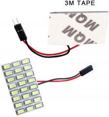 6-Pack Cool White 5730 24SMD Led Panel Dome Light Auto Car Reading Map Light Bulb DC 12V with T10 / BA9S / Festoon Adapters