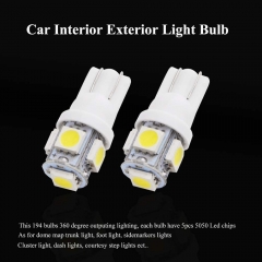 T10 194 Led Bulb, White 5050 5 SMD 2825 W5W 912 168 LED Bulb Replacement for Car Interior Lights Clearance Wedge Dome Trunk Dashboard Bulb License Plate Light Lamp DC 12V