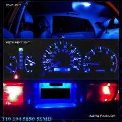 194 Led Bulb Blue, T10 168 912 W5W 2825 LED Bulb for Car Interior Lights Dome Map Light Trunk Door Light Dashboard Bulb License Plate Light Lamp, 5050Chips 5SMD, DC 12V