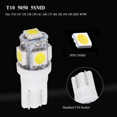T10 194 Led Bulb, White 5050 5 SMD 2825 W5W 912 168 LED Bulb Replacement for Car Interior Lights Clearance Wedge Dome Trunk Dashboard Bulb License Plate Light Lamp DC 12V