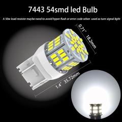 7443 Led Car Bulb, 12V-24V 7443 7440 T20 LED Replacement Light Bulb for Car Brake Tail Running Parking Backup Light , 54SMD White light