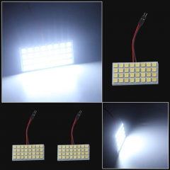 White 4-Pack 5050 32SMD LED Panel Dome Light Auto Car Reading Interior Lamp License Plate Light(DC-12V) + T10 BA9S Festoon Adapter