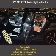 42MM 578 LED Festoon Bulbs, Extremely Bright 15smd 2835 Chipset 212-2 Led Car Bulbs, DE3425 DE3423 Replacement Bulbs for Car Interior Dome Map Courtesy Lights 1.64 inches 211-1 569 Led Car Bulbs ,6PCS