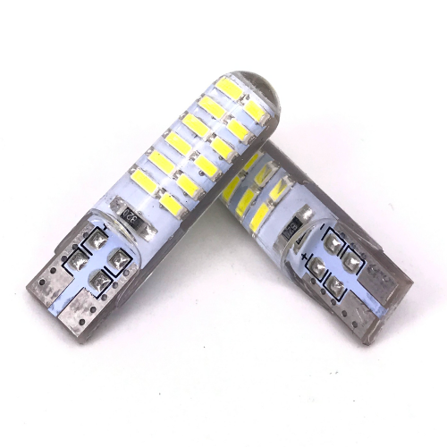 W5W 192 3014 24SMD Silicone Case Width Light Bulbs DC12V 3014 LED Car Interior Reading Light Clearance Lamp Canbus T10 Led