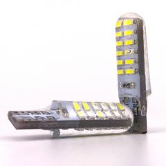 W5W 192 3014 24SMD Silicone Case Width Light Bulbs DC12V 3014 LED Car Interior Reading Light Clearance Lamp Canbus T10 Led