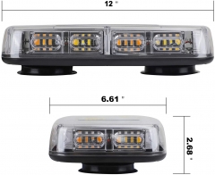 48LED Roof Top Strobe Lights, High Visibility Emergency Safety Warning LED Mini Strobe Light bar with Magnetic Base for 12-24V Snow Plow, Trucks, Construction Vehicles (Amber/White)