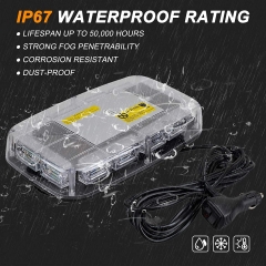48LED Roof Top Strobe Lights, High Visibility Emergency Safety Warning LED Mini Strobe Light bar with Magnetic Base for 12-24V Snow Plow, Trucks, Construction Vehicles (Amber)