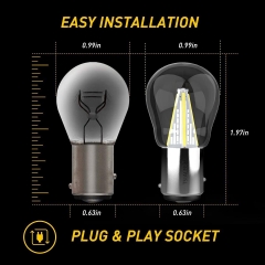 1157 LED Backup Bulb, TSIALEE Glass Lens 7528 2357 2057 BAY15D LED Replacement Light Bulb for Brake Tail Running Parking Stop Light, COB White 6000K