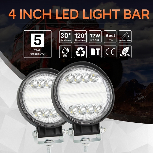 4inch Round LED Light Bar led working light Strobe 12v 24v for tractor Headlight Led Offroad 4X4 LED car Accessories