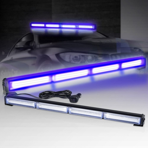 TSIALEE 24IN Blue Led Traffic Advisor, RZR Rear Chase Strobe Light Bar, 13 Modes Hazard Warning Directional Safety Light Bars with Cigar Lighter for UTV Trucks SUV ATV