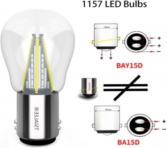 1157 LED Backup Bulb, TSIALEE Glass Lens 7528 2357 2057 BAY15D LED Replacement Light Bulb for Brake Tail Running Parking Stop Light, COB White 6000K
