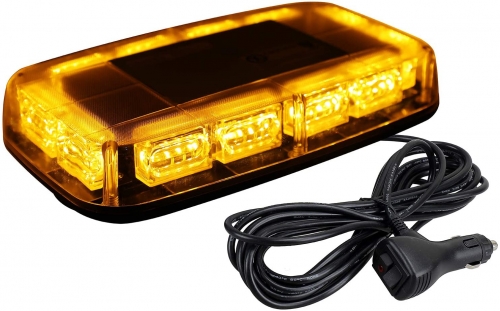 48LED Roof Top Strobe Lights, High Visibility Emergency Safety Warning LED Mini Strobe Light bar with Magnetic Base for 12-24V Snow Plow, Trucks, Construction Vehicles (Amber)
