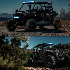 TSIALEE 24IN Blue Led Traffic Advisor, RZR Rear Chase Strobe Light Bar, 13 Modes Hazard Warning Directional Safety Light Bars with Cigar Lighter for UTV Trucks SUV ATV