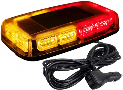 48LED Roof Top Strobe Lights, High Visibility Emergency Safety Warning LED Mini Strobe Light bar with Magnetic Base for 12-24V Snow Plow, Trucks, Construction Vehicles (Amber/Red)