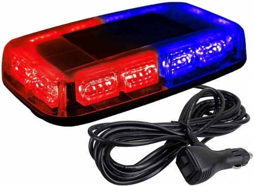 48LED Roof Top Strobe Lights, High Visibility Emergency Safety Warning LED Mini Strobe Light bar with Magnetic Base for 12-24V Snow Plow, Trucks, Construction Vehicles (Red/Blue)