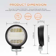 4inch Round LED Light Bar led working light Strobe 12v 24v for tractor Headlight Led Offroad 4X4 LED car Accessories