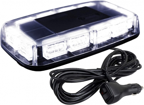 48LED Roof Top Strobe Lights, High Visibility Emergency Safety Warning LED Mini Strobe Light bar with Magnetic Base for 12-24V Snow Plow, Trucks, Construction Vehicles (White)