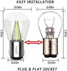 1157 LED Backup Bulb, TSIALEE Glass Lens 7528 2357 2057 BAY15D LED Replacement Light Bulb for Brake Tail Running Parking Stop Light, COB White 6000K