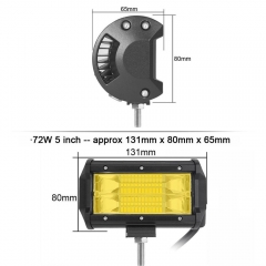 Factory direct sale e mark 5 inch triple row led light bar, spot beam 72w mini led fog lamp amber/white lens