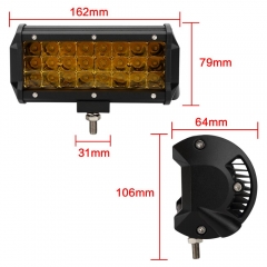 24V 12 V High Power 7inch three row 72W Amber Auto Offroad Light Led Bar For Truck 7 inch led car work light bar
