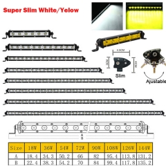 single row slim led work light bar led 6leds 18W 9inch led bar offroad truck motorcycle car auto led work light bar white amber