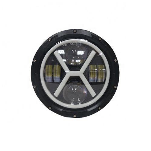 TSIALEE 2021 High power 43w 7inch round led headlight halo for w rangle headlight high low beam white yellow DRL turn signal light