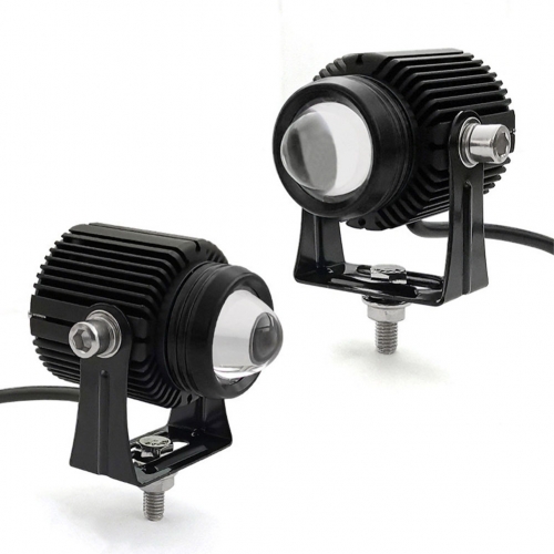 Universal Motorcycle LED Headlight Mini Projector Lens Dual Color Car ATV Scooters Driving Fog Light Auxiliary Spotlight Lamp