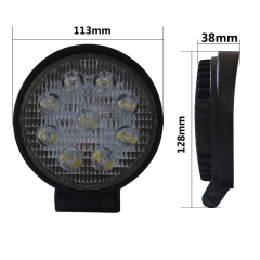 vehicle auto headlight 4.3 inch 12v 27w led work lights universal 9 led 27w aluminum white 6000K 38mm 22mm 25mm 40mm 50mm 55mm