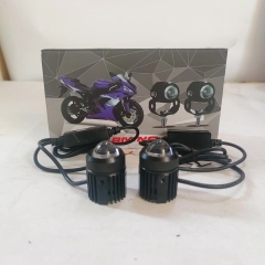 Universal Motorcycle LED Headlight Mini Projector Lens Dual Color Car ATV Scooters Driving Fog Light Auxiliary Spotlight Lamp
