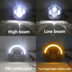 j eep jk led 7inch halo headlight & fog led chrome 7inch headlight with half DRL angel eyes har ley headlight