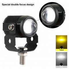 Universal Motorcycle LED Headlight Mini Projector Lens Dual Color Car ATV Scooters Driving Fog Light Auxiliary Spotlight Lamp