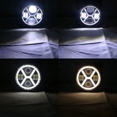 TSIALEE 2021 High power 43w 7inch round led headlight halo for w rangle headlight high low beam white yellow DRL turn signal light