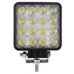 High quality 4 inch square 12v 24v led 48w forklift work light for truck tractor 16leds 25mm 30mm 38mm 42mm 50mm
