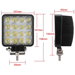 High quality 4 inch square 12v 24v led 48w forklift work light for truck tractor 16leds 25mm 30mm 38mm 42mm 50mm