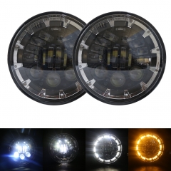 Newest 7inch round high quality led headlamp led headlight 7 inch motorcycle round headlamp with indicators drl angel eyes amber
