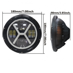 TSIALEE 2021 High power 43w 7inch round led headlight halo for w rangle headlight high low beam white yellow DRL turn signal light