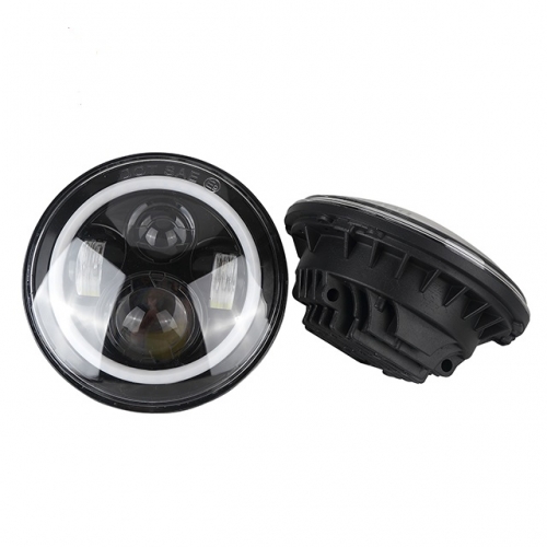 Auto 4x4 accessories 7inch angel eyes led round headlight DRL Round Head Light with Halo ring with 80mm 90mm thickness