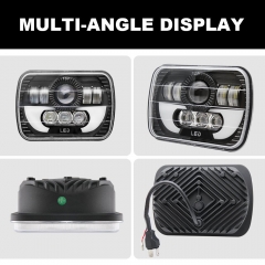 7inch 5X7 jeep led headlight Rectangular 7 hi low truck square 6x7 5x7 led headlight for jeep wrangl DRL:White and yellow
