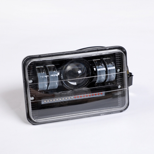 TSIALEE Super bright 4x6" led headlights drl hi-lo beam black sealed for chevrolet led headlight 4x6 12v with halo red blue strobe