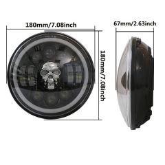 2021 Newest skull design headlight 7inch drl cheap price led headlight 7inch chrome cover H4 high low beam RGB