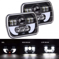 7inch 5X7 jeep led headlight Rectangular 7 hi low truck square 6x7 5x7 led headlight for jeep wrangl DRL:White and yellow