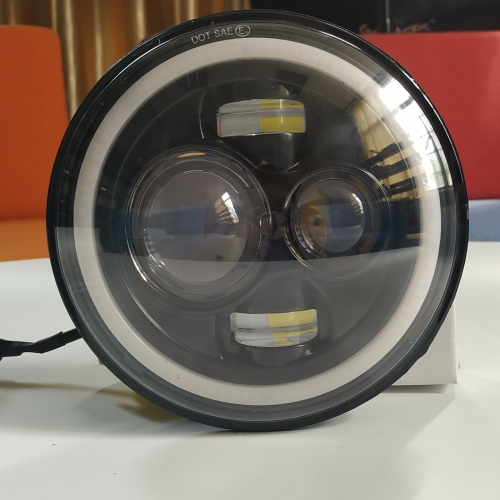 Cheapest 7inch round led headlight halo angle 2020 12V yellow DRL turn light headlight 7inch led high low beam H4