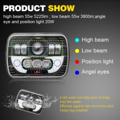 2021 36W Hi/Lo beam 6x7 5x7 led headlight Projector Sealed Beam Rectangle Truck LED Headlight with DRL faros led 5x7 7inch red