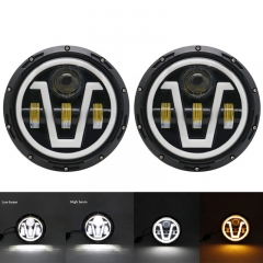 Hot selling with stock high intensity leds car accessories 7inch round high quality led headlamp headlight 7 inch j eep